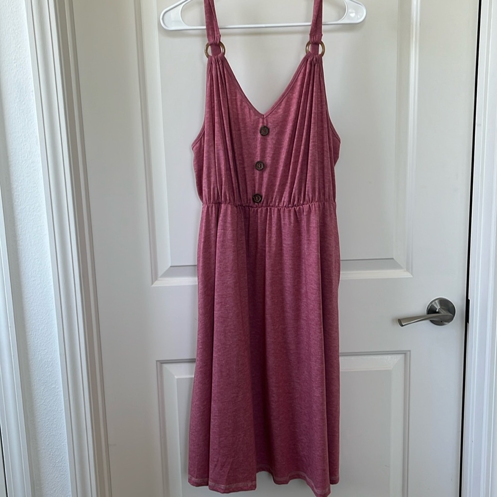 Bloomchic: pink button dress with pockets